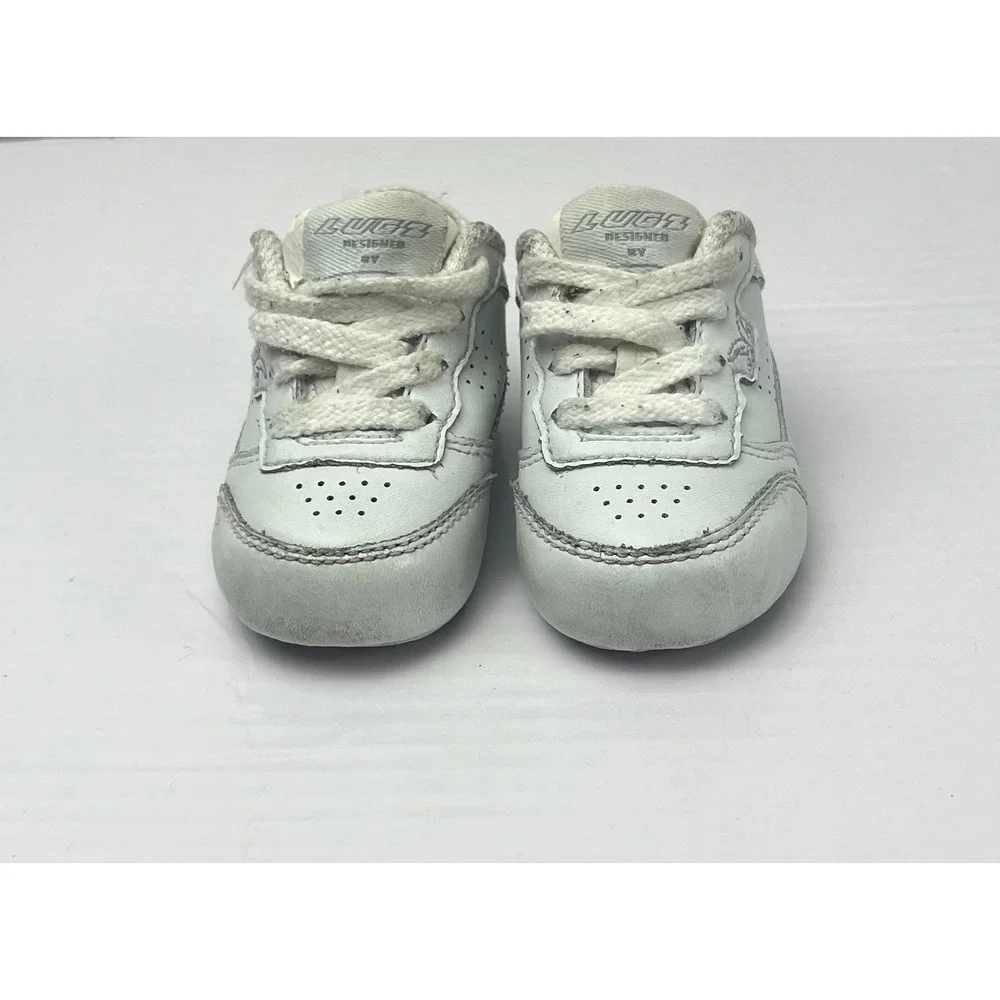 Lugz Infant White Crib Shoes Soft Sole Lace Up Low Top Sneakers Baby Size 1